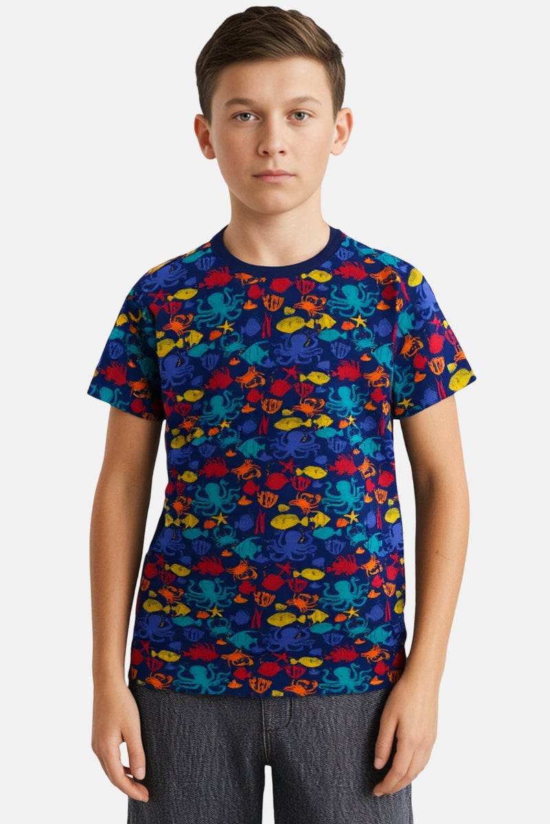 Hamleys Kids Boy Crew Neck Short Sleeve Graphic Print T-Shirt, Multicolor - Image 1